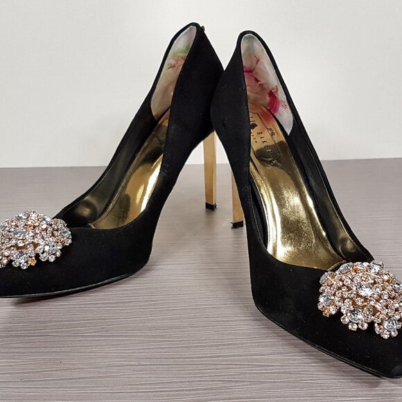 Ted Baker London 'Peetch' Black Suede Pointy Toe Pump Womens Size 8.5 / 39 - Picture 4 of 9